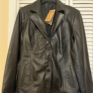 NWT Women’s Surrey Black Leather Blazer Coat Jacket size 3XL